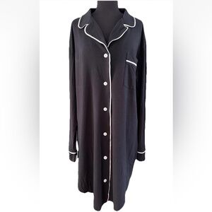Cosabella Bella Button Front Nightshirt Black With Ivory Trim Size 2X